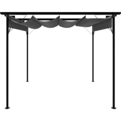 Pergola med infällbart tak - Stål och polyester | Storlek: 3x3 m | Färg: Antracit
