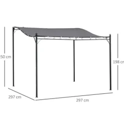 Pergola paviljong 297x297 cm, metall, grå – terrass/balkong Valvbågar, Spaljéer, Bersåer & Pergolor