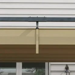 Pergola 4x3m trädgårdspaviljong, uteplatstak av stål, trädgårdspaviljong med justerbart tak, fristående, solskydd för terrass och trädgård, kaki