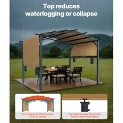 Clearance Pergola, 304,8x304,8x254 cm, Beige, Metall Valvbågar, Spaljéer, Bersåer & Pergolor