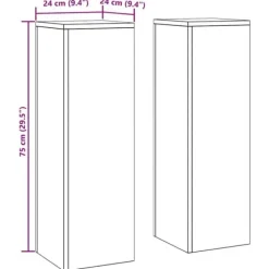 Discount Planteringslåda i galvaniserat stål - 2 st utomhus blomsterställ | Storlek: 24x24x75 cm | Färg: Grå Växtställ