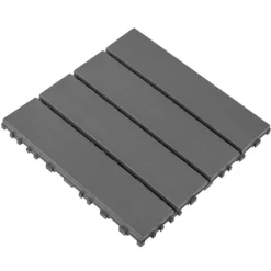 Plastdeckplattor, 44 st, 12"x12" kvadratiska vattentåliga utomhusplattor, för poolside, balkong och trädgård, mörkgrå Trädgårdsprydnader