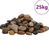 Polerad småsten 25 kg - Dekorationsstenar för akvarium och trädgård | Färg: Blandade | Storlek: 2-5 cm