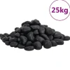 vidaXL Polerad småsten 25 kg svart 2-5 cm