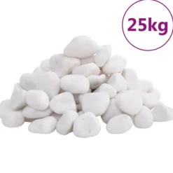 vidaXL Polerad småsten 25 kg vit 2-5 cm