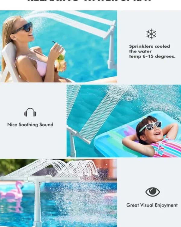 Online Poolfontän med dubbla munstycken – justerbar vattenfallsspridare för dekoration, kylning och avkoppling Fontäner & Dammar