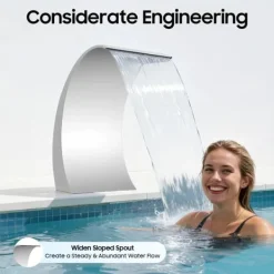 Best Poolvattenfall - Vattenfallblad - Metall - Kaskadeffekt - För Swimmingpool - Silver Fontäner & Dammar