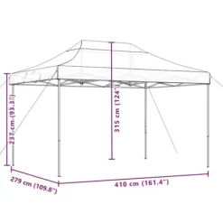 Discount Pop-Up hopfällbart partytält 410x279x315 cm | Färg: Brun | För utomhusevent och fester Tält & Lusthus