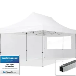 Outlet pop-up tält snabbtält 3x6 m - 2 sidodelar hopfällbart tält aluminium paviljong (certifierad) party lusthus vit tak Tält & Lusthus