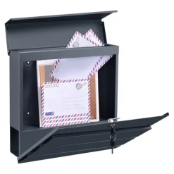 [en.casa] Postlåda Achtrup brevlåda med tidningshållare antracit 37x37x10,5 cm