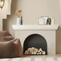Best Öppen spis mantel med trähylla 72, vit, flytande vardagsrum mantelhylla, elegant design för inredning och mysig atmosfär Öppna Spisar