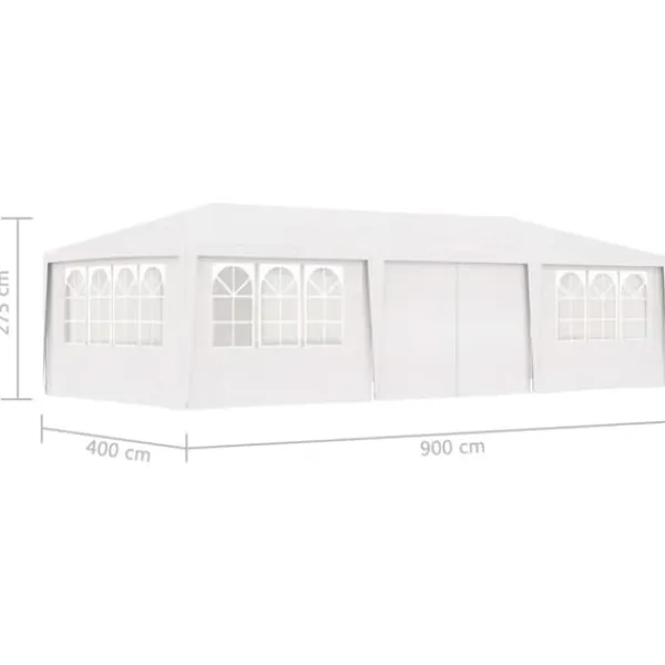 Professionellt partytält med väggar 4x9 m vit 90 g/m² - Partytält - Festtält - Home & Living Tält & Lusthus
