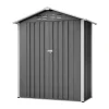 Redskapsbod i metall 154×83×180 cm med ventilationshål, inkl. metallfundament, låsbar dörr, vädertålig – grå Skjul, Garage & Carports