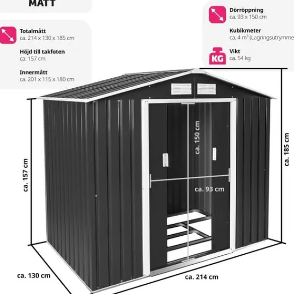 Online Redskapsbod med sadeltak - grå/vit Skjul, Garage & Carports