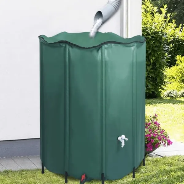 vidaXL Regntunna hopfällbar med kran 1000 L