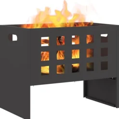 Online Rektangulär utomhuseldstad i svart stål | Storlek: 50x30x40 cm Öppna Spisar