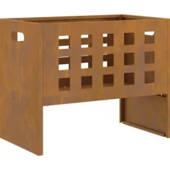 New Rektangulär vedeldad eldstad i Corten stål | Storlek: 50x30x40 cm | Färg: Brun Vedeldade Kaminer