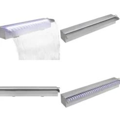 Rektangulärt Vattenfall Poolfontän med LEDs i rostfritt stål 60 cm - Poolfontän - Poolfontäner - Home & Living