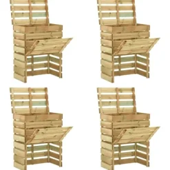 vidaXL Ribbad trädgårdskompost 4 st 80x50x100 cm impregnerad furu
