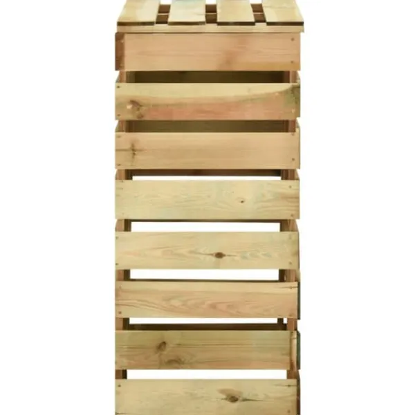Ribbad trädgårdskompostlåda - Impregnerad furu | Set om 3 | Storlek: 80x50x100 cm