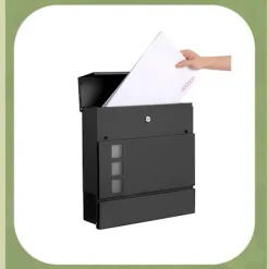 Clearance Rootz Black Mailbox - Letterbox - Postbox - Weather Resistent Protection - Galvanized Steel - 37 x 10,5 x 37 cm Postlådor & Brevlådor