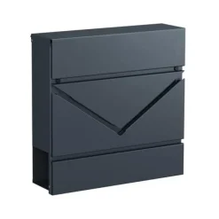 Rootz Brevlåda - Brevlåda Med Tidningsfack - Brevlåda Med Tidningslåda - Väggmonterad Brevlåda - Antracit - 37 x 10,5 x 37 cm