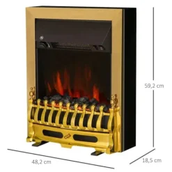Sale Rootz Elspis - Öppen spis - Elspis Spis - Öppen spis - Fristående - Eldstad Flame - 1000/2000W - Guld - 48,2 X 18,5 X 59,2 Cm Öppna Spisar