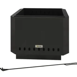 New Rootz Fire Pit - Inklusive poker - Eldfat - Robust konstruktion - Metall & rostfritt stål - Svart - 48L x 48W x 41H cm Öppna Spisar