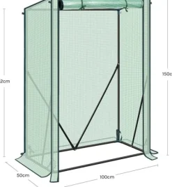 Online Rootz Foil Greenhouse - Plant Shelter - Weather Protection - UV Resistant - Steel & PE Tarpaulin - 100x50x150/132 cm Växthus