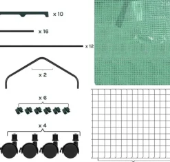 Rootz Greenhouse With Rollers - Foil Shelter - Plant Grow House - Skyddar från UV & Frost - 70x163x50cm, grönt, svart Växthus