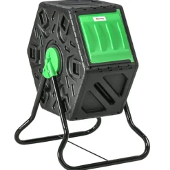 Outlet Rootz 65L Compost -behållare - roterbar komposter - termisk kompostfack - näringsrik kompost - 60x49x77cm - grön+svart Kompostering