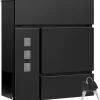 Rootz Mailbox med tidningsutrymme - Letterbox - Wall Mount Post Box - Waterproof - 37x37x10,5 cm svart
