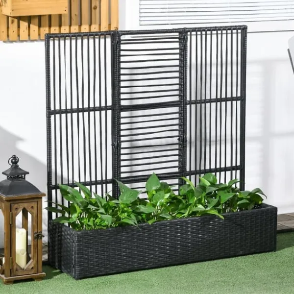Discount Rootz Plant Kruka - Blomlåda - Planteringskärl med spaljé - Väderbeständig PE-harts och stål - 103cm x 103cm x 29cm - Enkel montering - Snygg & funkti | CDON Krukor & Växtbehållare