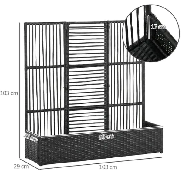 Discount Rootz Plant Kruka - Blomlåda - Planteringskärl med spaljé - Väderbeständig PE-harts och stål - 103cm x 103cm x 29cm - Enkel montering - Snygg & funkti | CDON Krukor & Växtbehållare