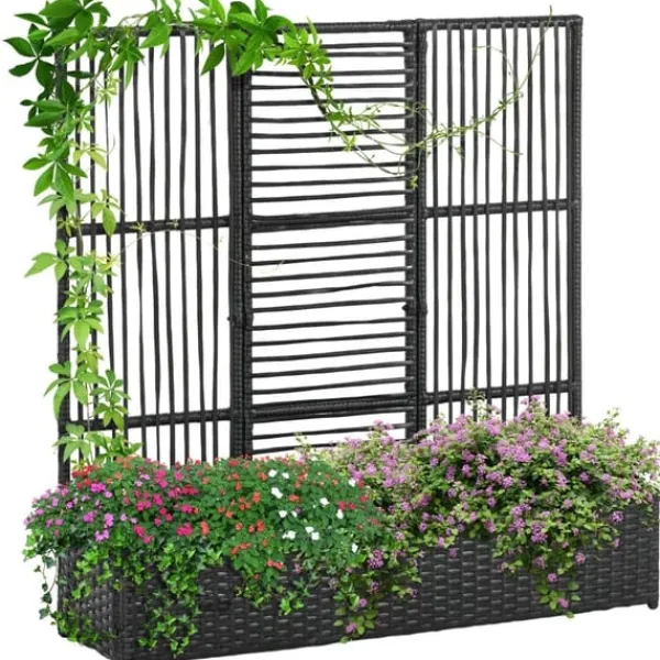 Discount Rootz Plant Kruka - Blomlåda - Planteringskärl med spaljé - Väderbeständig PE-harts och stål - 103cm x 103cm x 29cm - Enkel montering - Snygg & funkti | CDON Krukor & Växtbehållare