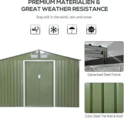 New Rootz Trädgårdsbod - Verktygsskjul - Korrugerat stål - Ljusgrön - 2,77 x 1,95 x 1,92 cm Skjul, Garage & Carports