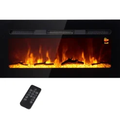 New Rootz väggmonterad elektrisk öppen spis - Inomhusvärmare - Konstgjord ved - Justerbar värme 1800W - 91,4cm x 15,8cm x 45cm Öppna Spisar