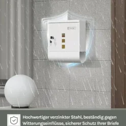 Clearance Rootz White Mailbox - Wall -Moned Post Box - Secure Locking System - Galvanized Steel - 30,6 x 33,5 x 10 cm Postlådor & Brevlådor