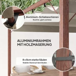 New Rootz 3x3 M Garden Pergola - Terrace Canopy - Patio Cover - UPF30+ Sun Protection - Aluminium Frame - 299x296x232 cm Valvbågar, Spaljéer, Bersåer & Pergolor