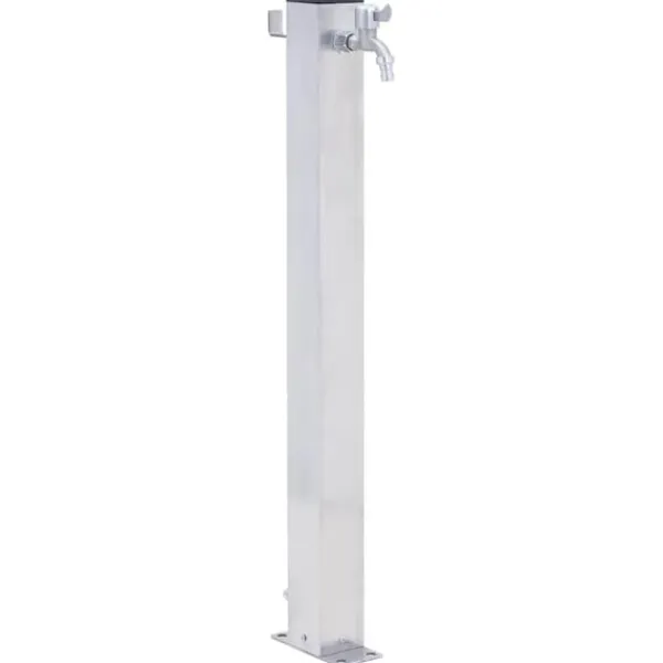 Outlet Rostfri vattenpost 60 cm - Fyrkantig trädgårdskran med krok | Färg: Rostfritt stål | Storlek: 60 cm Bevattning