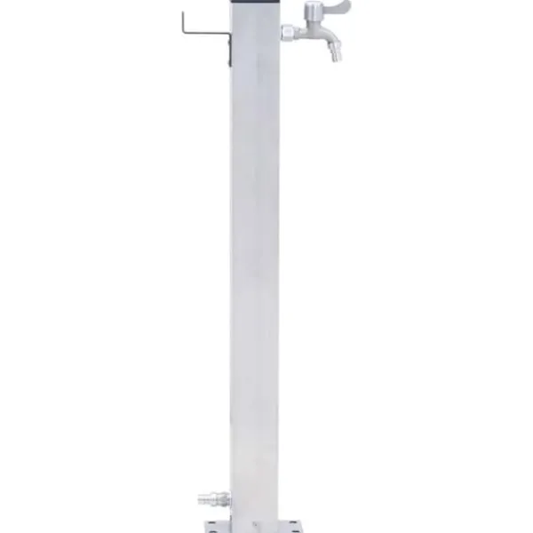 Outlet Rostfri vattenpost 60 cm - Fyrkantig trädgårdskran med krok | Färg: Rostfritt stål | Storlek: 60 cm Bevattning
