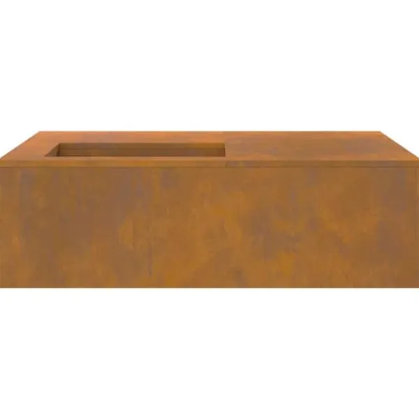 Clearance Rustik utomhus eldstad med vedförvaring - Väderbeständigt stål | Storlek: 100x100x30 cm Öppna Spisar