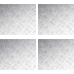 vidaXL Rutmönstrade Plattor 4 pcs Silver 60 x 50 cm Aluminium