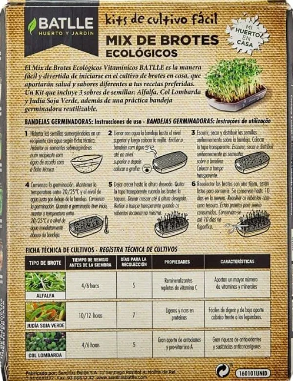 Outlet Semillas batlle - 160101UNID - Batlle frön-Lättodlingssatser Eco-vitamin knoppmix Kit För Växt- & Örtplantering