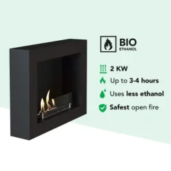Serra bio-etanol vägg spis - Svart - Mood eldstad - 1,5 KW värme