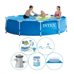 Outlet Simbassäng Med Tillbehör - 6-delad - Intex Metallram Rund 305x76 cm Pooler