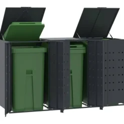 vidaXL Skjul för sopkärl för 3 platser antracit 207x79x117 cm stål