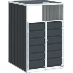Discount Skjul för sopkärl i stål - Hållbar och elegant lösning för trädgården | Färg: Antracit | Storlek: 72x81x115 cm Skjul, Garage & Carports