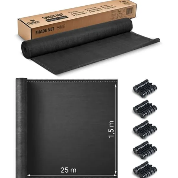 Hot Skuggnät 1,5x25m 140g/m2 + 50 klämmor grå Markduk & Fiberduk