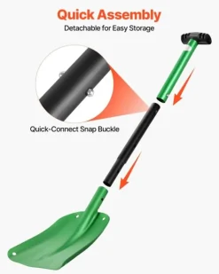 Snöskyffel - Snöplog - Aluminium - 21,5 cm Bredd - T-handtag - Lätt och bärbar - För uppfart, bil, camping - Stor kapacitet Snöborttagning